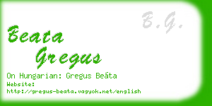 beata gregus business card